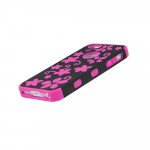 Wholesale iPhone 5 5S Flower Hard Hybrid Case (Black-Pink)